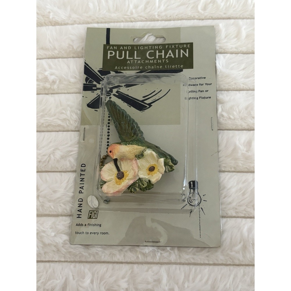 FIGI Hummingbird Ceiling Fan Pull Chain Attachment Hand Painted NIP Floral Decor